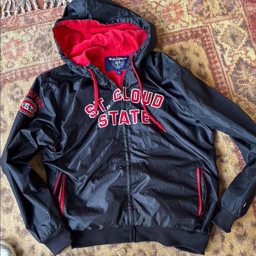 Black and Red Men's Jacket St. Cloud State